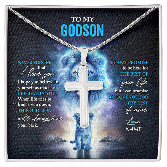 Personalized To My Godson Necklace From Godfather Never Forget I Love You Lion Godson Jewelry Birthday Graduation Christmas Customized Message Card
