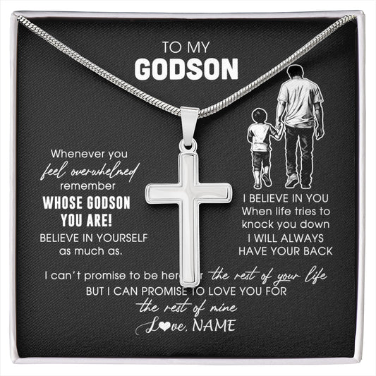 Personalized To My Godson Necklace From Godfather Whenever You Feel Overwhelmed Godson Jewelry Birthday Graduation Christmas Customized Gift Box Message Card