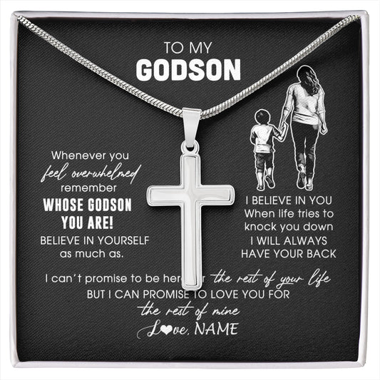 Personalized To My Godson Necklace From Godmother Whenever You Feel Overwhelmed Godson Jewelry Birthday Graduation Christmas Customized Gift Box Message Card