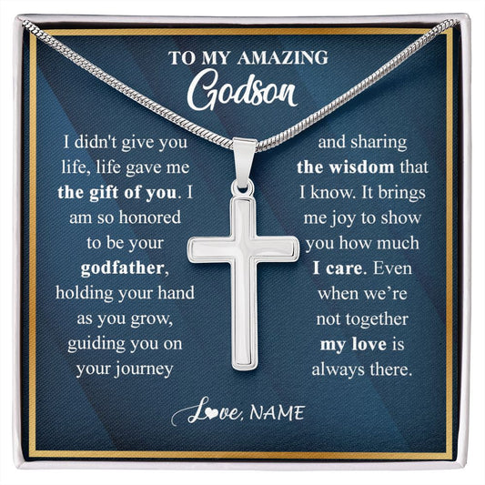 Personalized To My Godson Necklace from Godfather Uncle Life Gave Me The Gift Of You Godson Birthday Graduation Christmas Customized Gift Box Message Card