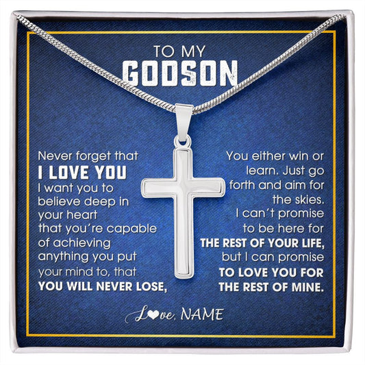 Personalized To My Godson Necklace from Godfather Uncle Never Forget That I Love You Godson Birthday Graduation Christmas Customized Gift Box Message Card