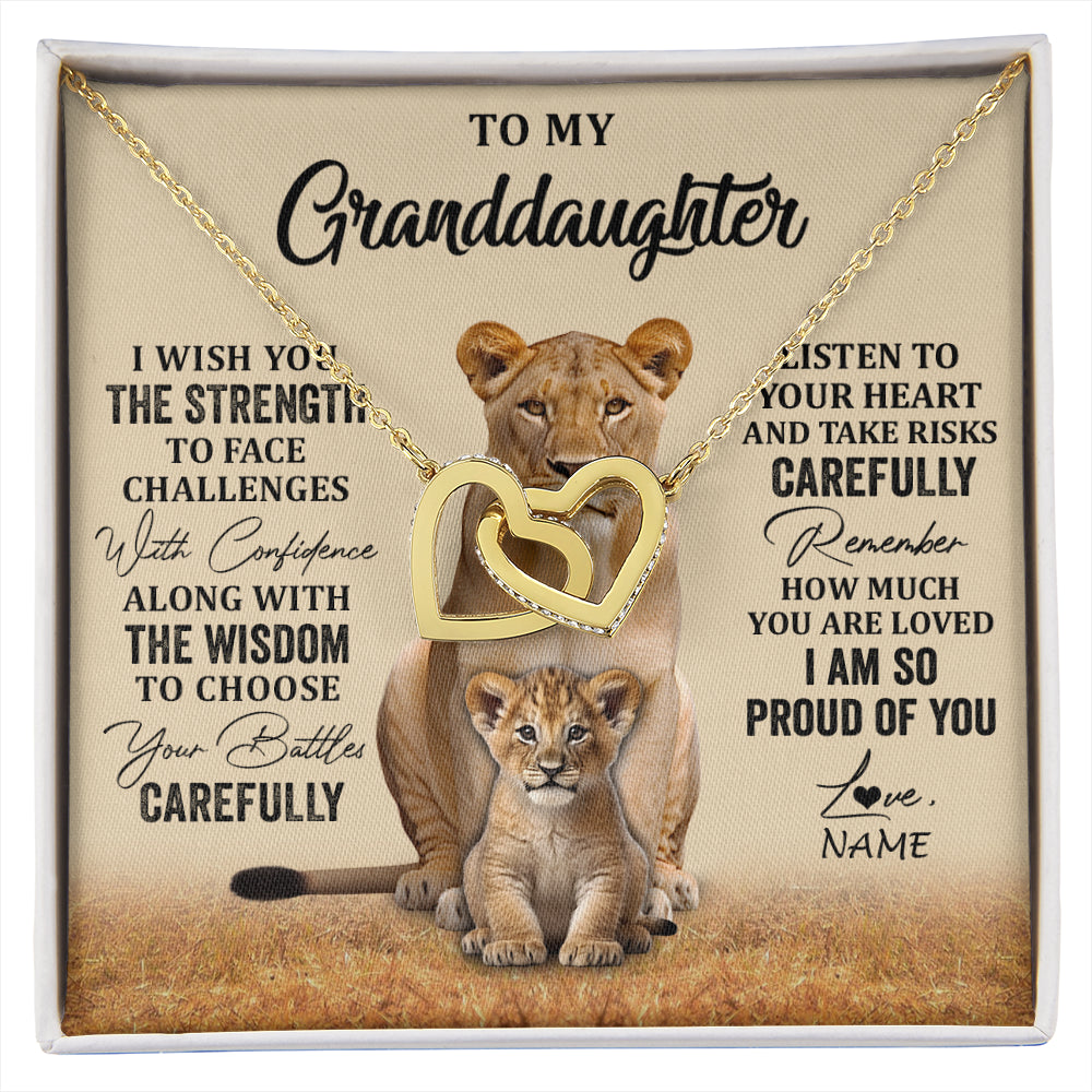 Personalized To My Granddaughter From Grandma Grandpa Necklace I Wish You The Strength Lion Granddaughter Birthday Christmas Customized Gift Box Message Card