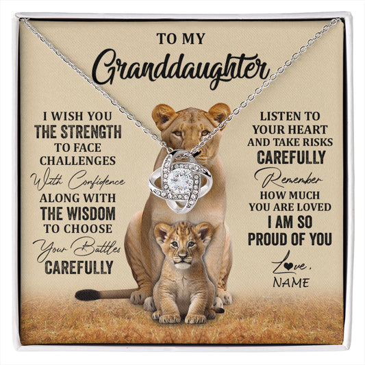 Personalized To My Granddaughter From Grandma Grandpa Necklace I Wish You The Strength Lion Granddaughter Birthday Christmas Customized Gift Box Message Card