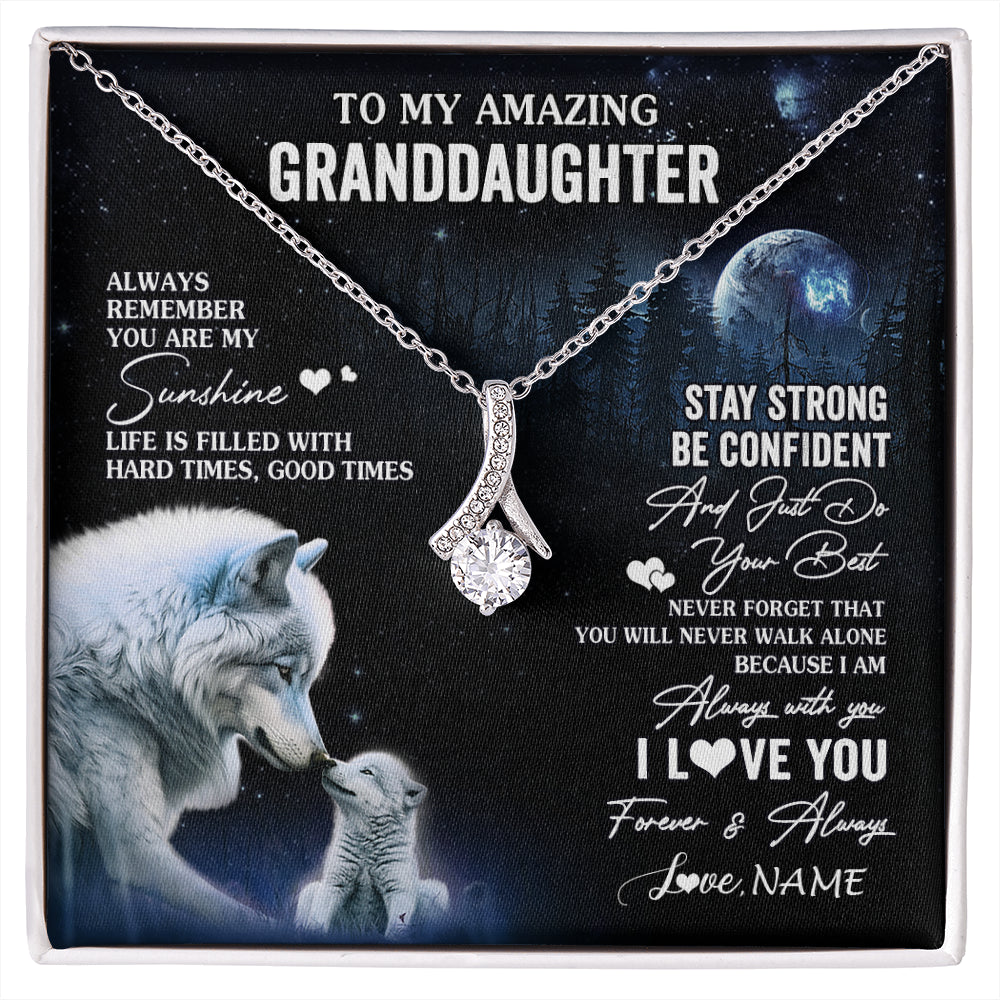 Personalized To My Granddaughter From Grandma Grandpa Necklace Moon Wolf Granddaughter Birthday Gifts Jewelry Christmas Customized Gift Box Message Card