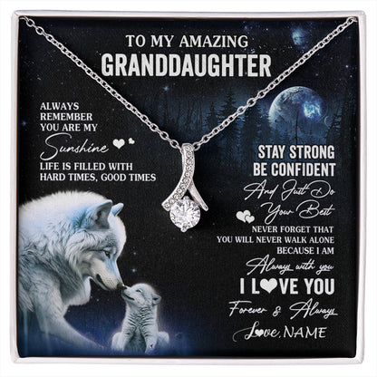 Personalized To My Granddaughter From Grandma Grandpa Necklace Moon Wolf Granddaughter Birthday Gifts Jewelry Christmas Customized Gift Box Message Card