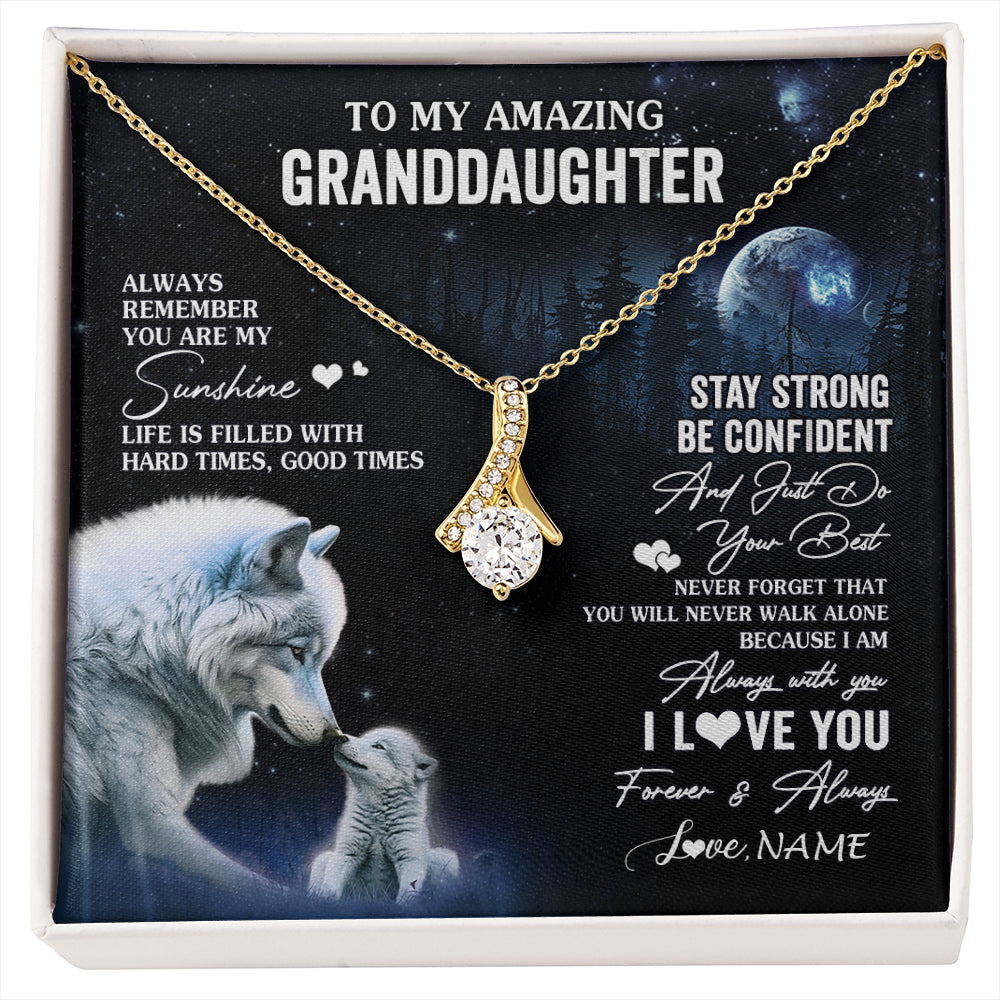 Personalized To My Granddaughter From Grandma Grandpa Necklace Moon Wolf Granddaughter Birthday Gifts Jewelry Christmas Customized Gift Box Message Card