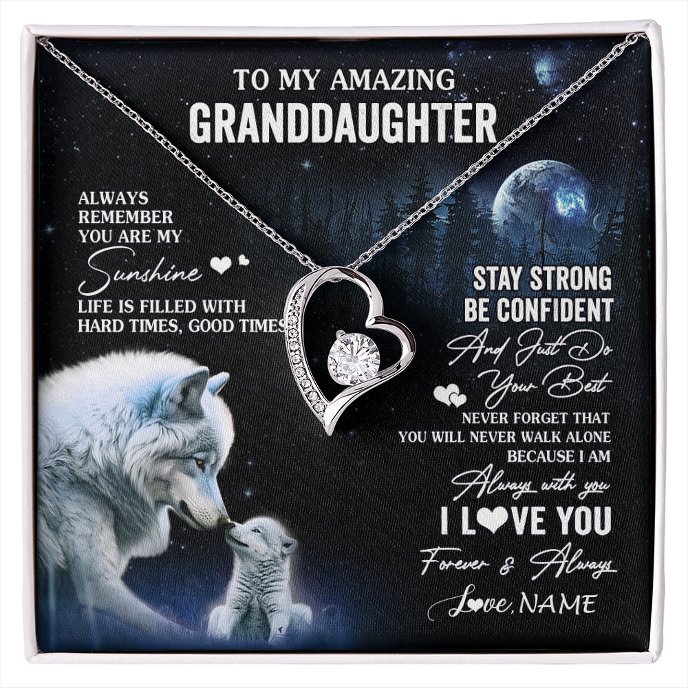 Personalized To My Granddaughter From Grandma Grandpa Necklace Moon Wolf Granddaughter Birthday Gifts Jewelry Christmas Customized Gift Box Message Card