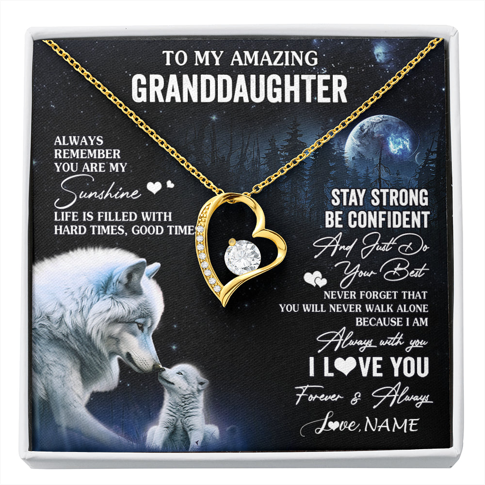 Personalized To My Granddaughter From Grandma Grandpa Necklace Moon Wolf Granddaughter Birthday Gifts Jewelry Christmas Customized Gift Box Message Card