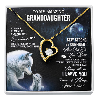 Personalized To My Granddaughter From Grandma Grandpa Necklace Moon Wolf Granddaughter Birthday Gifts Jewelry Christmas Customized Gift Box Message Card