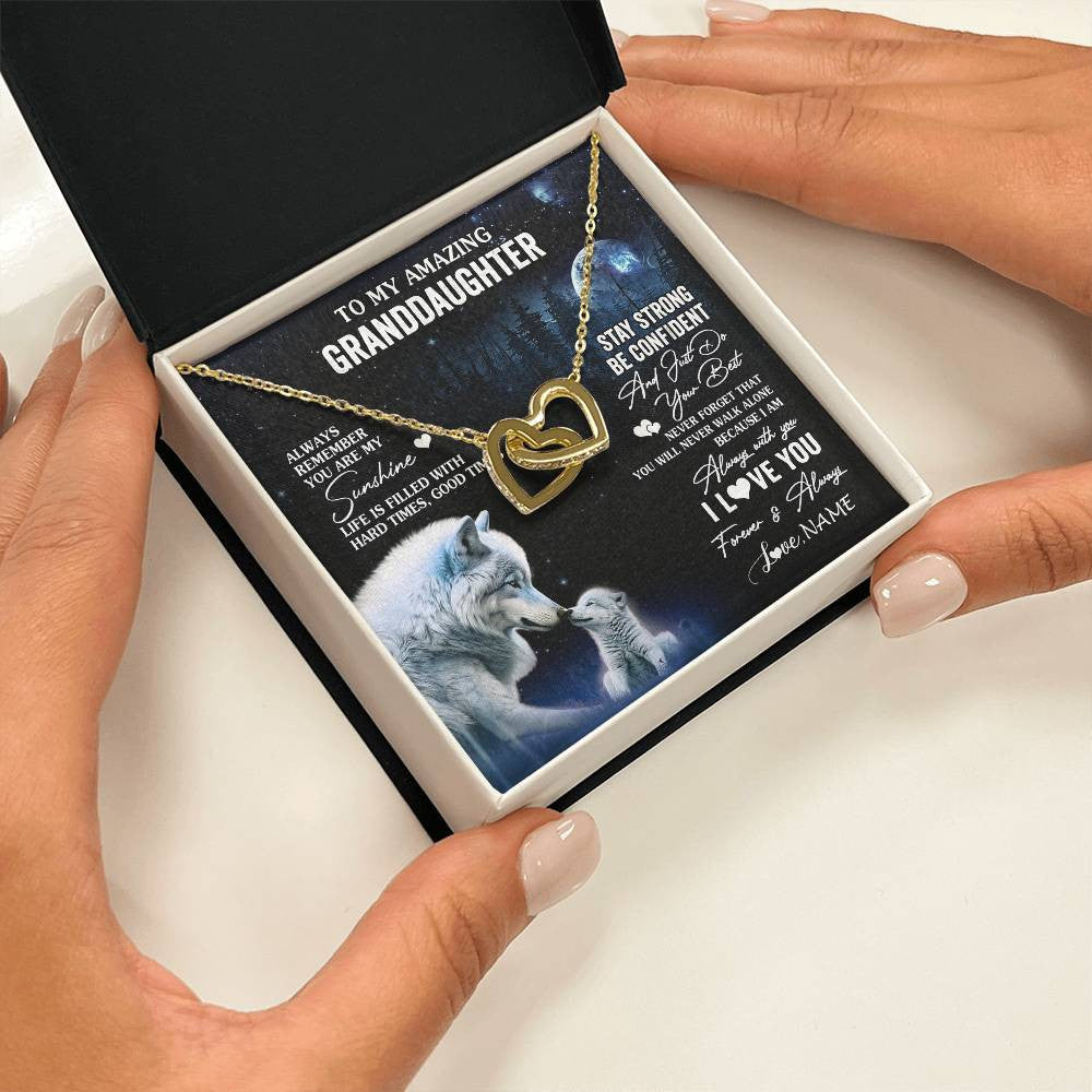 Personalized To My Granddaughter From Grandma Grandpa Necklace Moon Wolf Granddaughter Birthday Gifts Jewelry Christmas Customized Gift Box Message Card