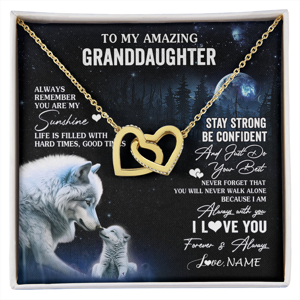 Personalized To My Granddaughter From Grandma Grandpa Necklace Moon Wolf Granddaughter Birthday Gifts Jewelry Christmas Customized Gift Box Message Card