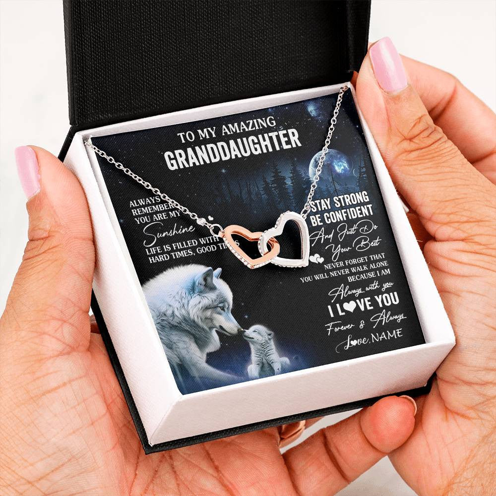 Personalized To My Granddaughter From Grandma Grandpa Necklace Moon Wolf Granddaughter Birthday Gifts Jewelry Christmas Customized Gift Box Message Card