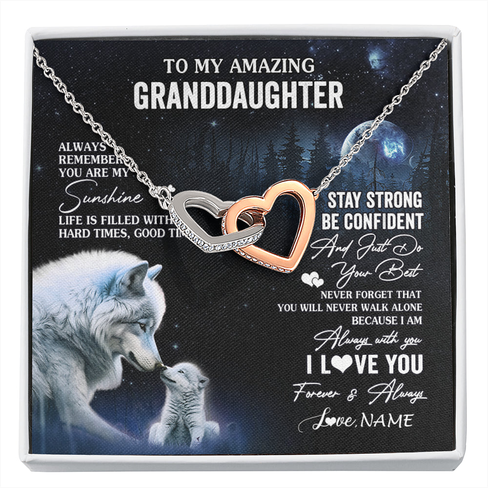 Personalized To My Granddaughter From Grandma Grandpa Necklace Moon Wolf Granddaughter Birthday Gifts Jewelry Christmas Customized Gift Box Message Card