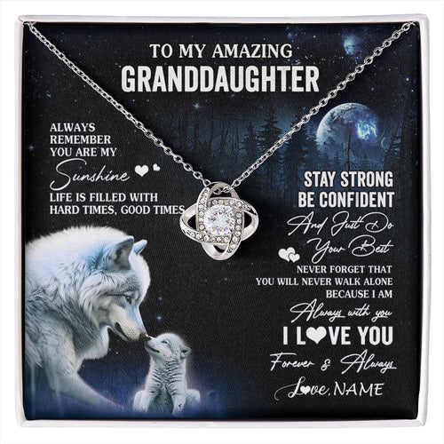 Personalized To My Granddaughter From Grandma Grandpa Necklace Moon Wolf Granddaughter Birthday Gifts Jewelry Christmas Customized Gift Box Message Card