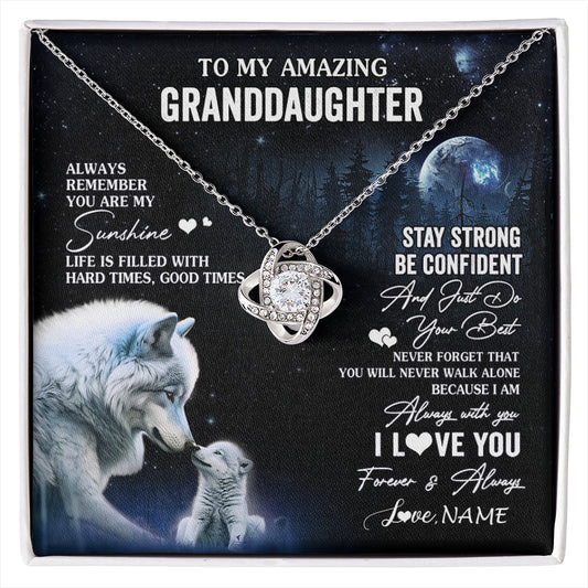 Personalized To My Granddaughter From Grandma Grandpa Necklace Moon Wolf Granddaughter Birthday Gifts Jewelry Christmas Customized Gift Box Message Card