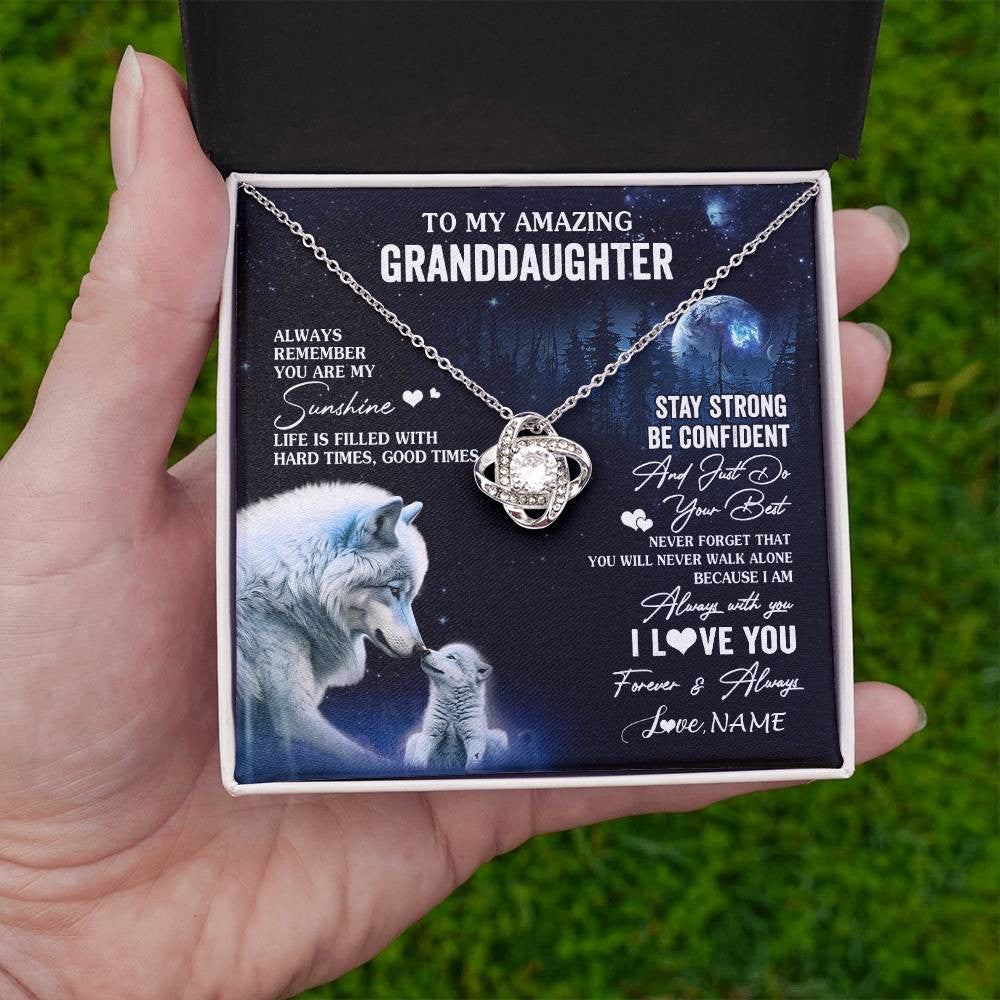 Personalized To My Granddaughter From Grandma Grandpa Necklace Moon Wolf Granddaughter Birthday Gifts Jewelry Christmas Customized Gift Box Message Card