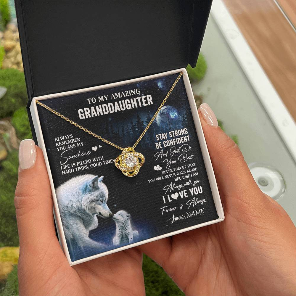 Personalized To My Granddaughter From Grandma Grandpa Necklace Moon Wolf Granddaughter Birthday Gifts Jewelry Christmas Customized Gift Box Message Card