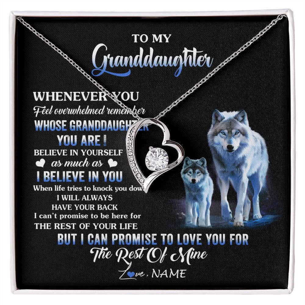 Personalized To My Granddaughter From Grandma Grandpa Necklace Whenever You Feel Wolf Granddaughter Birthday Gifts Christmas Customized Gift Box Message Card
