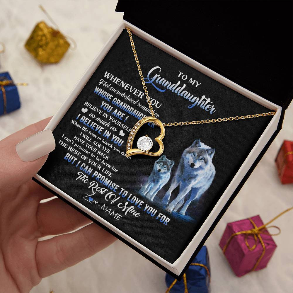 Personalized To My Granddaughter From Grandma Grandpa Necklace Whenever You Feel Wolf Granddaughter Birthday Gifts Christmas Customized Gift Box Message Card