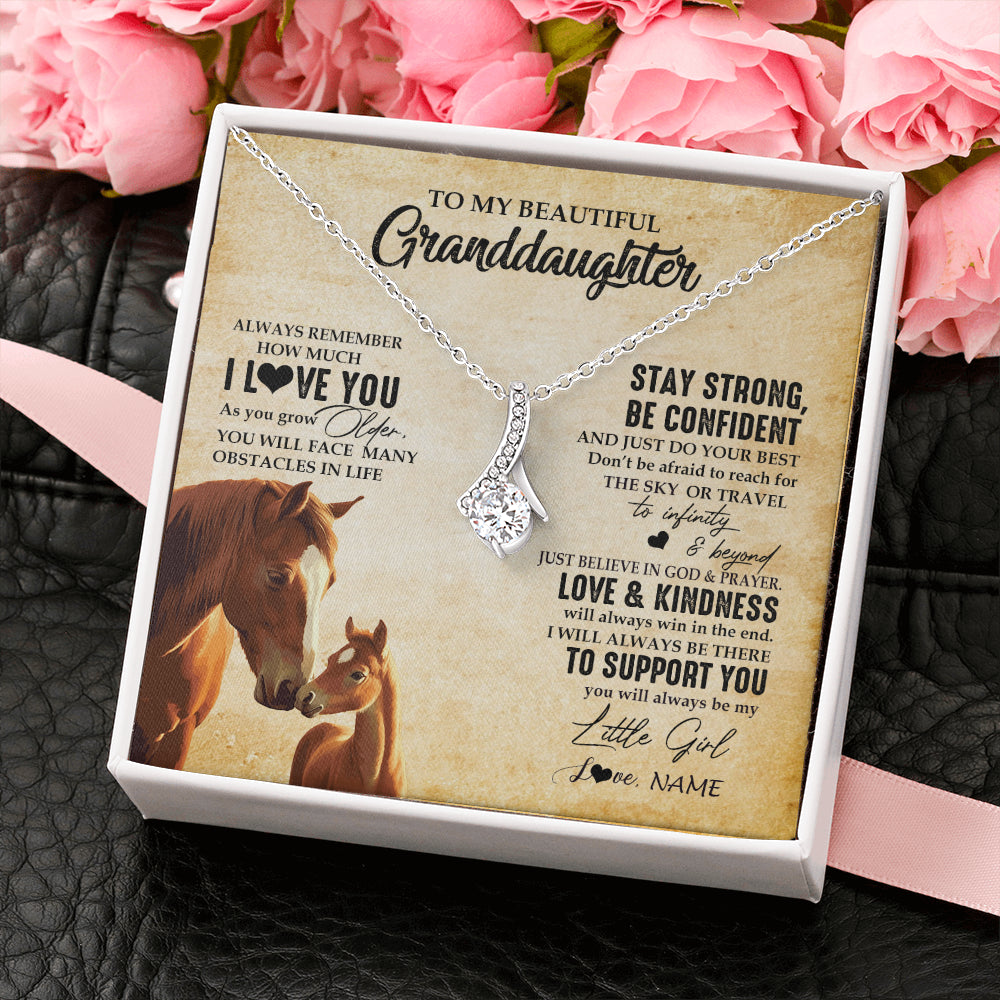 Personalized To My Granddaughter From Grandma Necklace Always Remember I Love You Horse Granddaughter Birthday Christmas Customized Gift Box Message Card
