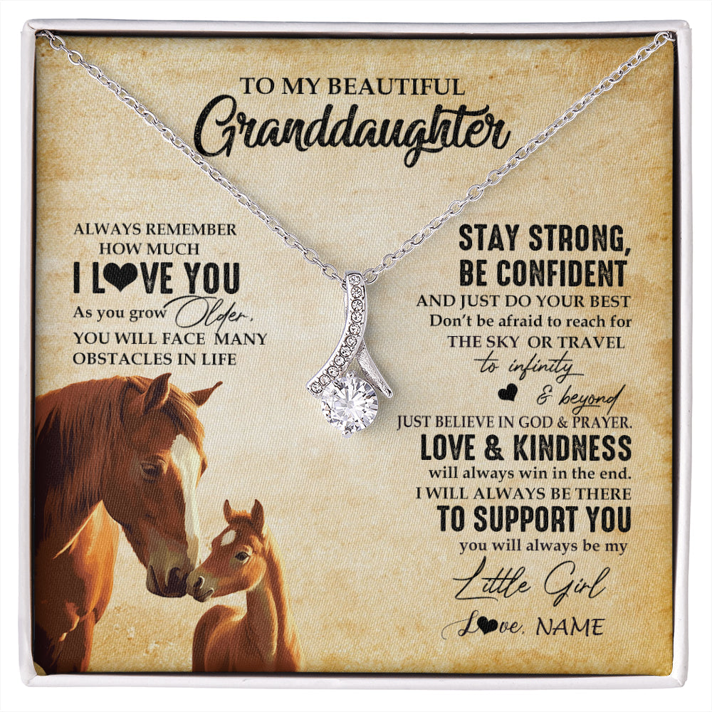 Personalized To My Granddaughter From Grandma Necklace Always Remember I Love You Horse Granddaughter Birthday Christmas Customized Gift Box Message Card