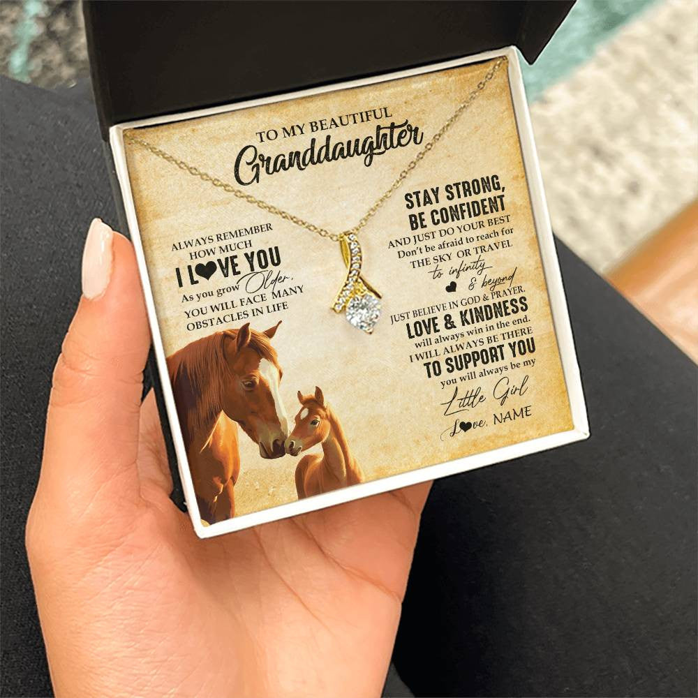 Personalized To My Granddaughter From Grandma Necklace Always Remember I Love You Horse Granddaughter Birthday Christmas Customized Gift Box Message Card