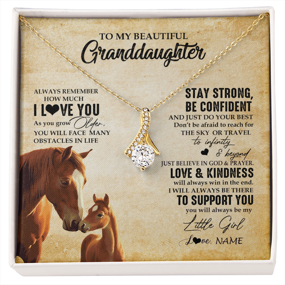 Personalized To My Granddaughter From Grandma Necklace Always Remember I Love You Horse Granddaughter Birthday Christmas Customized Gift Box Message Card