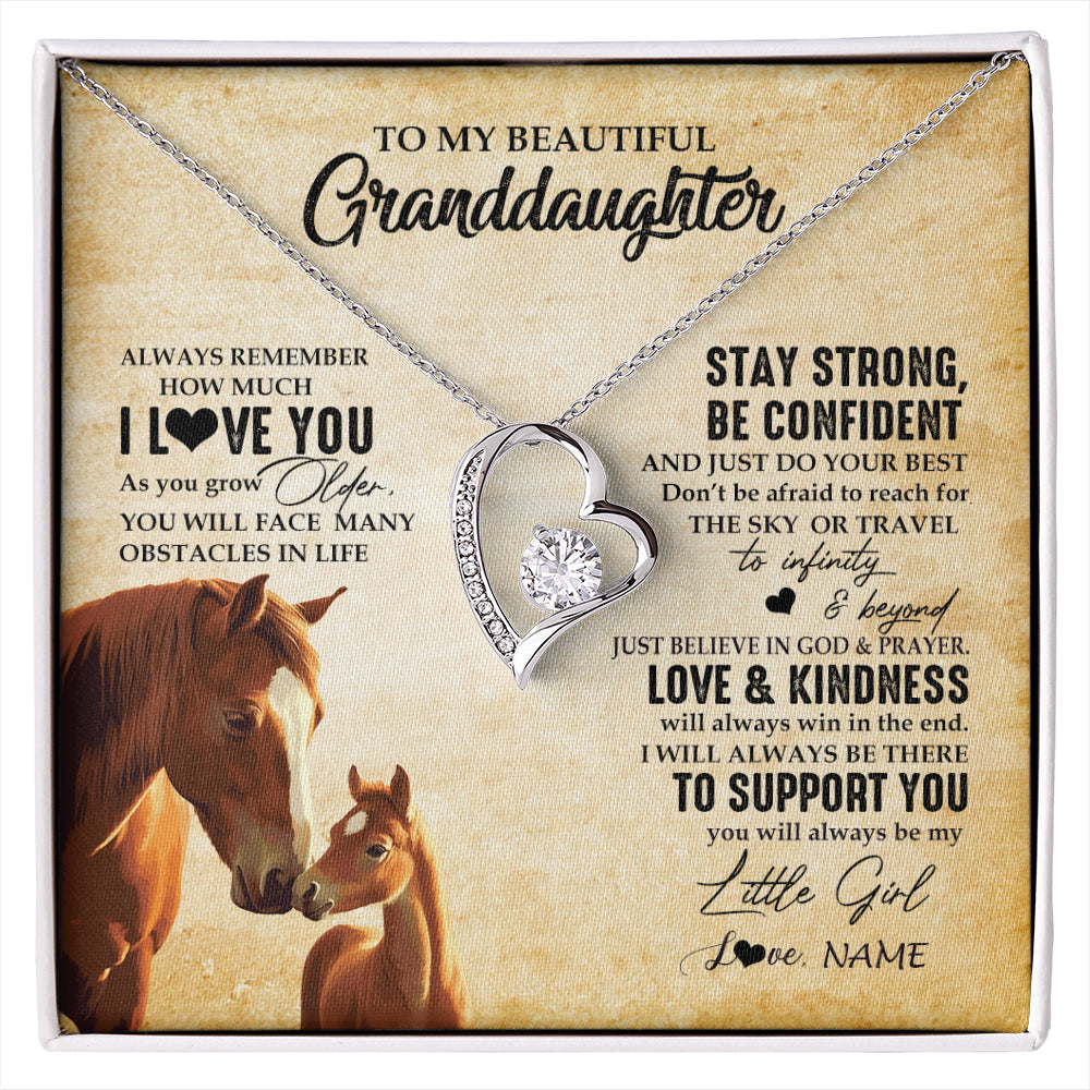 Personalized To My Granddaughter From Grandma Necklace Always Remember I Love You Horse Granddaughter Birthday Christmas Customized Gift Box Message Card