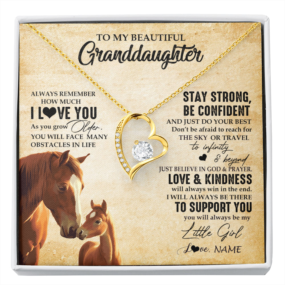 Personalized To My Granddaughter From Grandma Necklace Always Remember I Love You Horse Granddaughter Birthday Christmas Customized Gift Box Message Card