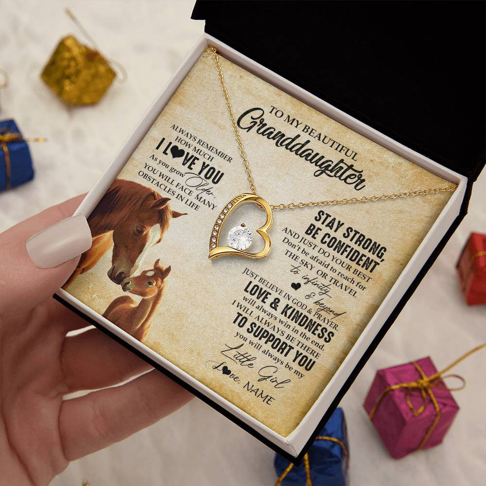 Personalized To My Granddaughter From Grandma Necklace Always Remember I Love You Horse Granddaughter Birthday Christmas Customized Gift Box Message Card