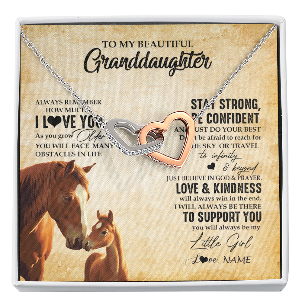 Personalized To My Granddaughter From Grandma Necklace Always Remember I Love You Horse Granddaughter Birthday Christmas Customized Gift Box Message Card