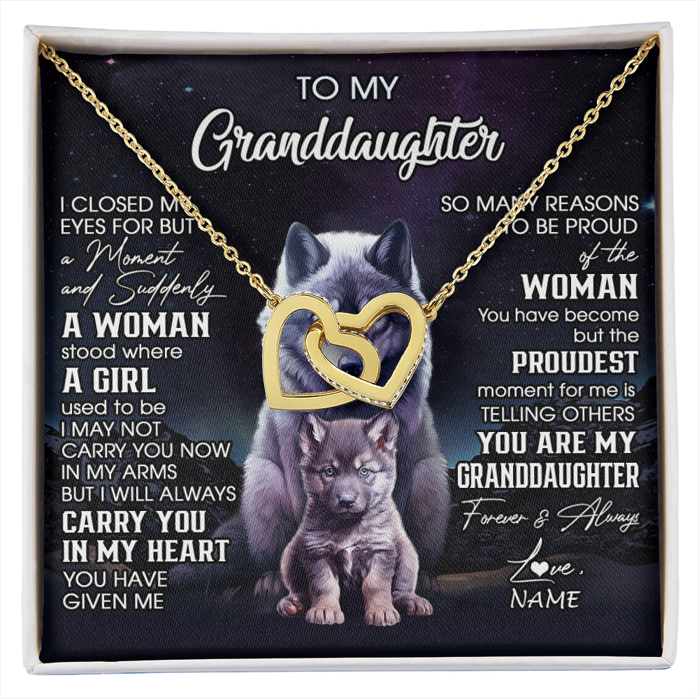 Personalized To My Granddaughter From Grandma Necklace I Close My Eyes Wolf Granddaughter Birthday Gifts Jewelry Christmas Customized Gift Box Message Card