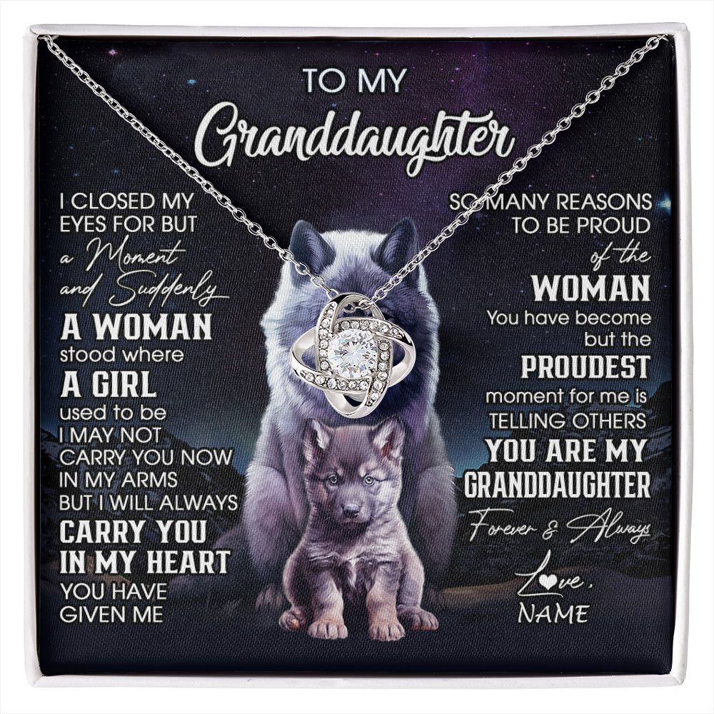 Personalized To My Granddaughter From Grandma Necklace I Close My Eyes Wolf Granddaughter Birthday Gifts Jewelry Christmas Customized Gift Box Message Card