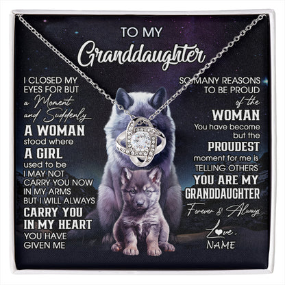 Personalized To My Granddaughter From Grandma Necklace I Close My Eyes Wolf Granddaughter Birthday Gifts Jewelry Christmas Customized Gift Box Message Card