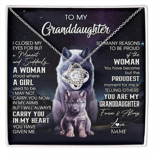 Personalized To My Granddaughter From Grandma Necklace I Close My Eyes Wolf Granddaughter Birthday Gifts Jewelry Christmas Customized Gift Box Message Card