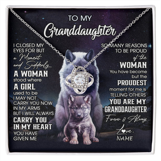 Personalized To My Granddaughter From Grandma Necklace I Close My Eyes Wolf Granddaughter Birthday Gifts Jewelry Christmas Customized Gift Box Message Card