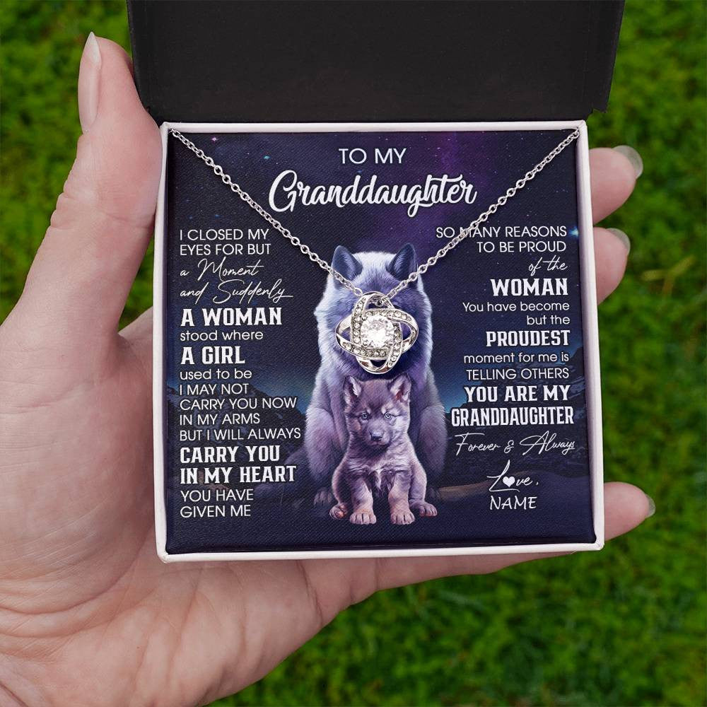 Personalized To My Granddaughter From Grandma Necklace I Close My Eyes Wolf Granddaughter Birthday Gifts Jewelry Christmas Customized Gift Box Message Card