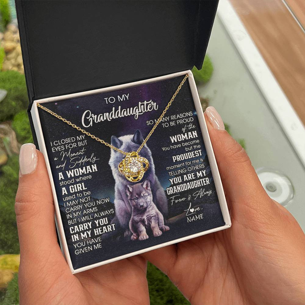 Personalized To My Granddaughter From Grandma Necklace I Close My Eyes Wolf Granddaughter Birthday Gifts Jewelry Christmas Customized Gift Box Message Card