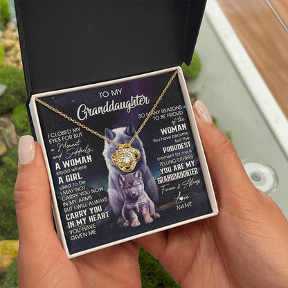 Personalized To My Granddaughter From Grandma Necklace I Close My Eyes Wolf Granddaughter Birthday Gifts Jewelry Christmas Customized Gift Box Message Card