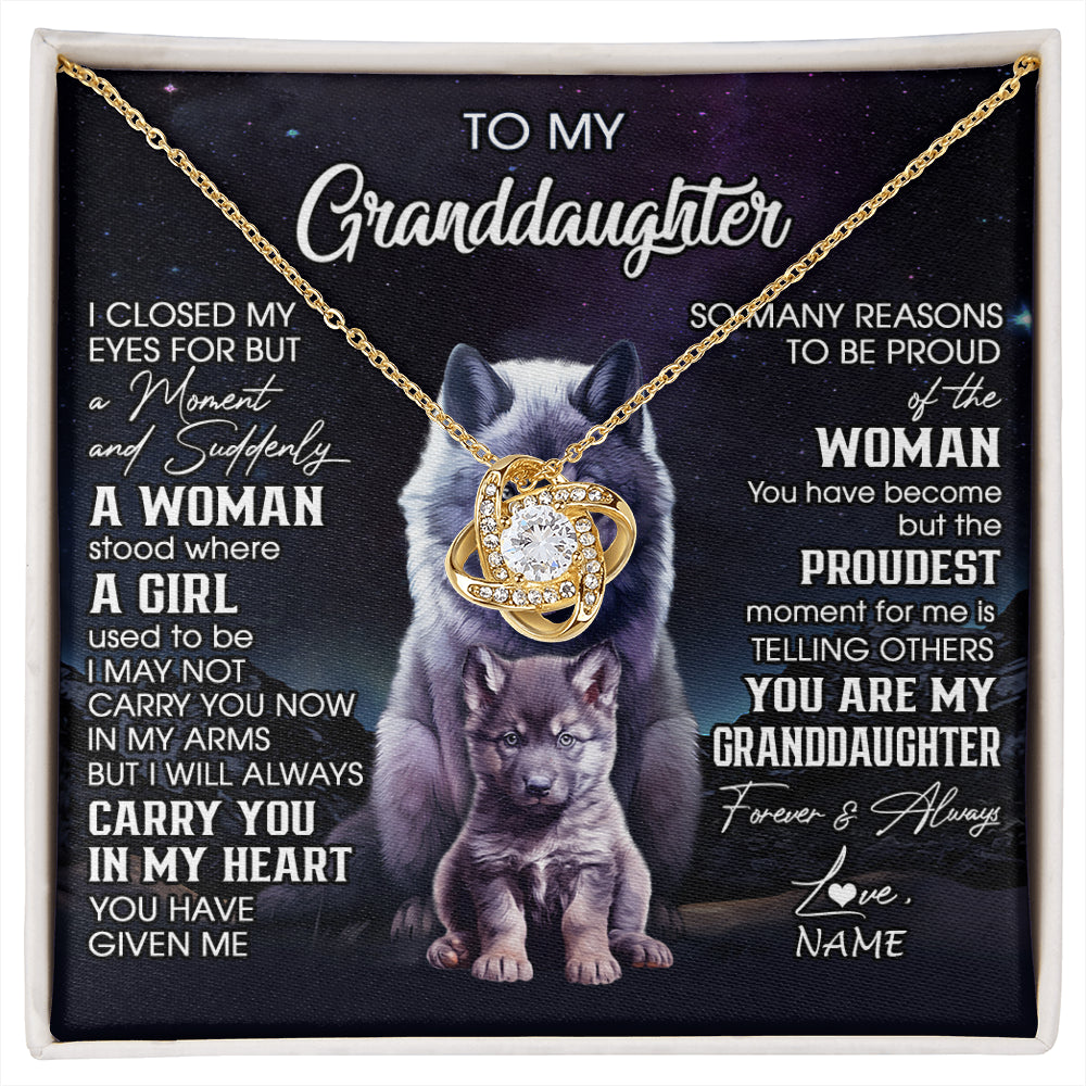Personalized To My Granddaughter From Grandma Necklace I Close My Eyes Wolf Granddaughter Birthday Gifts Jewelry Christmas Customized Gift Box Message Card