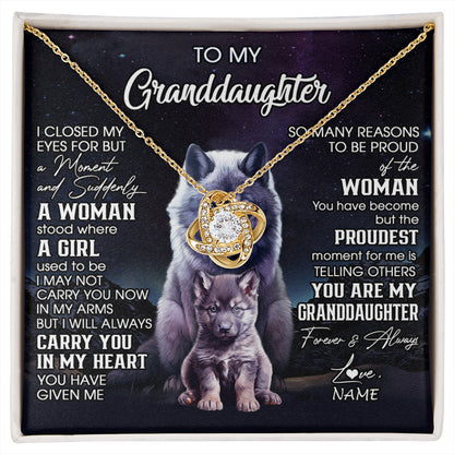 Personalized To My Granddaughter From Grandma Necklace I Close My Eyes Wolf Granddaughter Birthday Gifts Jewelry Christmas Customized Gift Box Message Card