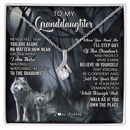 Personalized To My Granddaughter From Grandma Necklace Never Feel That You Are Alone Wolf Birthday Gifts Jewelry Christmas Customized Gift Box Message Card
