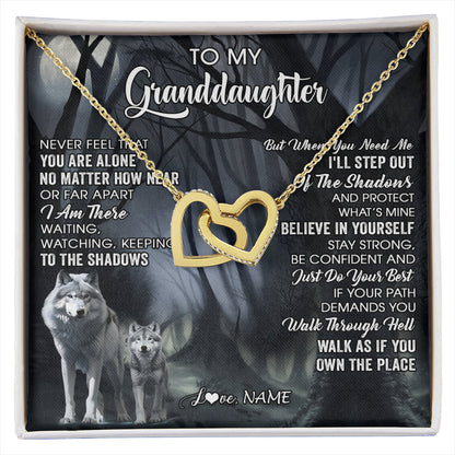 Personalized To My Granddaughter From Grandma Necklace Never Feel That You Are Alone Wolf Birthday Gifts Jewelry Christmas Customized Gift Box Message Card