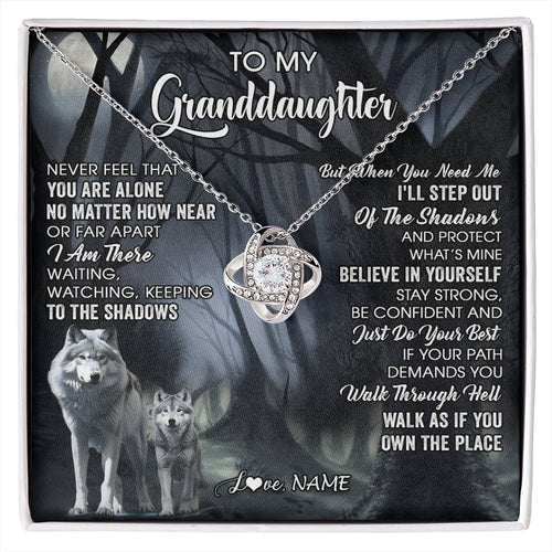 Personalized To My Granddaughter From Grandma Necklace Never Feel That You Are Alone Wolf Birthday Gifts Jewelry Christmas Customized Gift Box Message Card