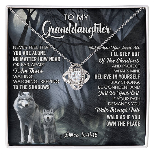 Personalized To My Granddaughter From Grandma Necklace Never Feel That You Are Alone Wolf Birthday Gifts Jewelry Christmas Customized Gift Box Message Card