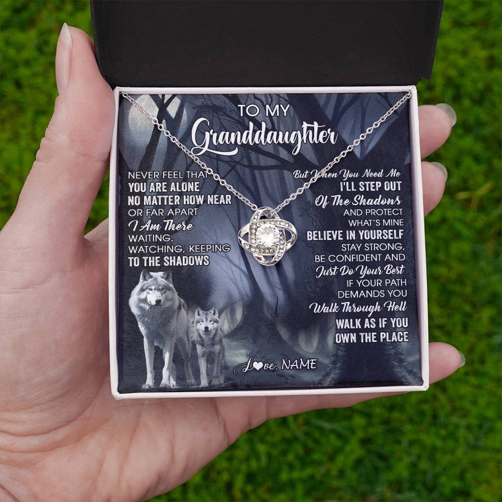 Personalized To My Granddaughter From Grandma Necklace Never Feel That You Are Alone Wolf Birthday Gifts Jewelry Christmas Customized Gift Box Message Card