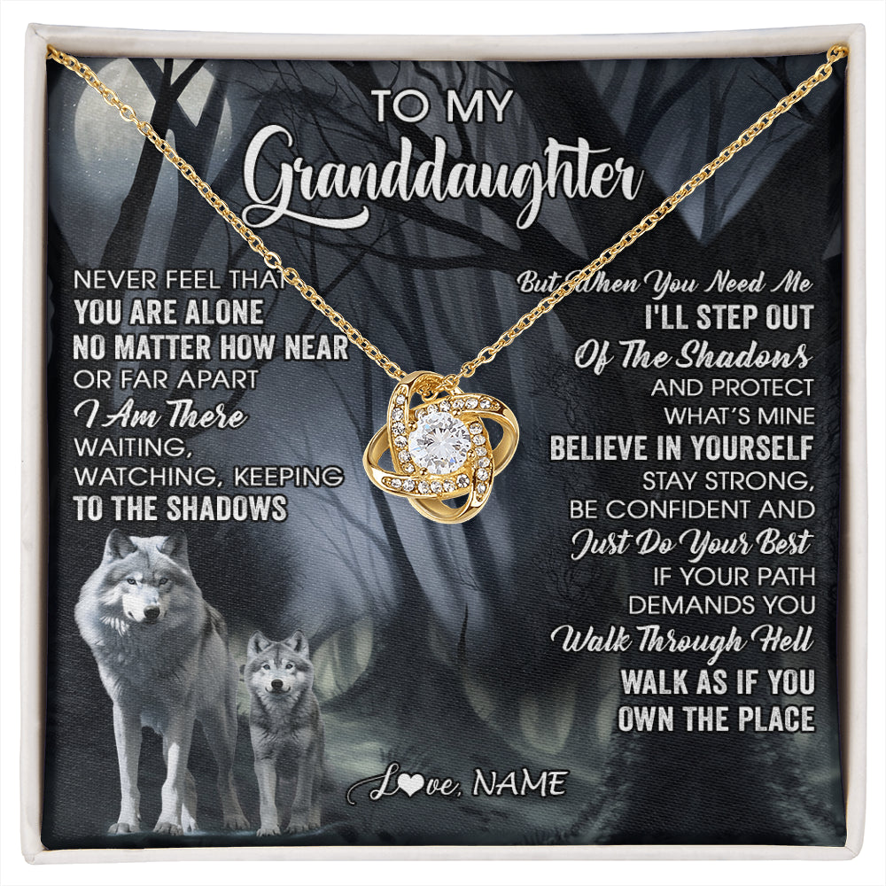 Personalized To My Granddaughter From Grandma Necklace Never Feel That You Are Alone Wolf Birthday Gifts Jewelry Christmas Customized Gift Box Message Card