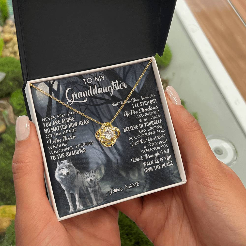 Personalized To My Granddaughter From Grandma Necklace Never Feel That You Are Alone Wolf Birthday Gifts Jewelry Christmas Customized Gift Box Message Card