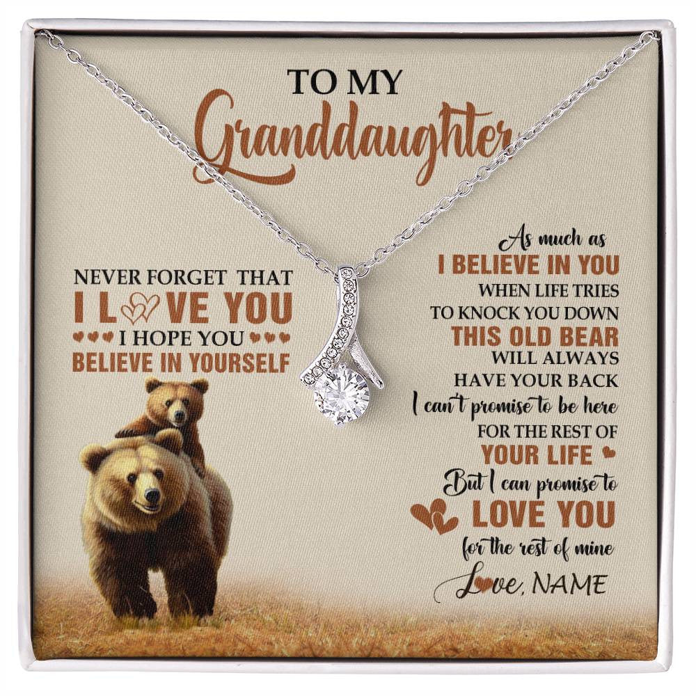 Personalized To My Granddaughter From Grandma Necklace This Old Bear Love You Granddaughter Birthday Graduation Christmas Customized Gift Box Message Card