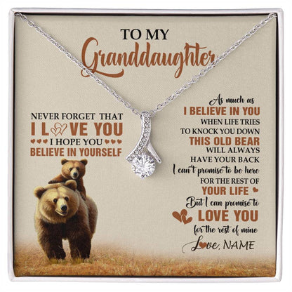 Personalized To My Granddaughter From Grandma Necklace This Old Bear Love You Granddaughter Birthday Graduation Christmas Customized Gift Box Message Card